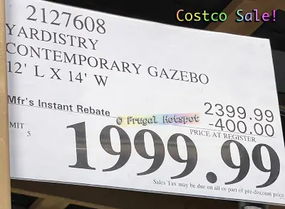Yardistry 12 ft x 14 ft Contemporary Gazebo | Costco Sale Price